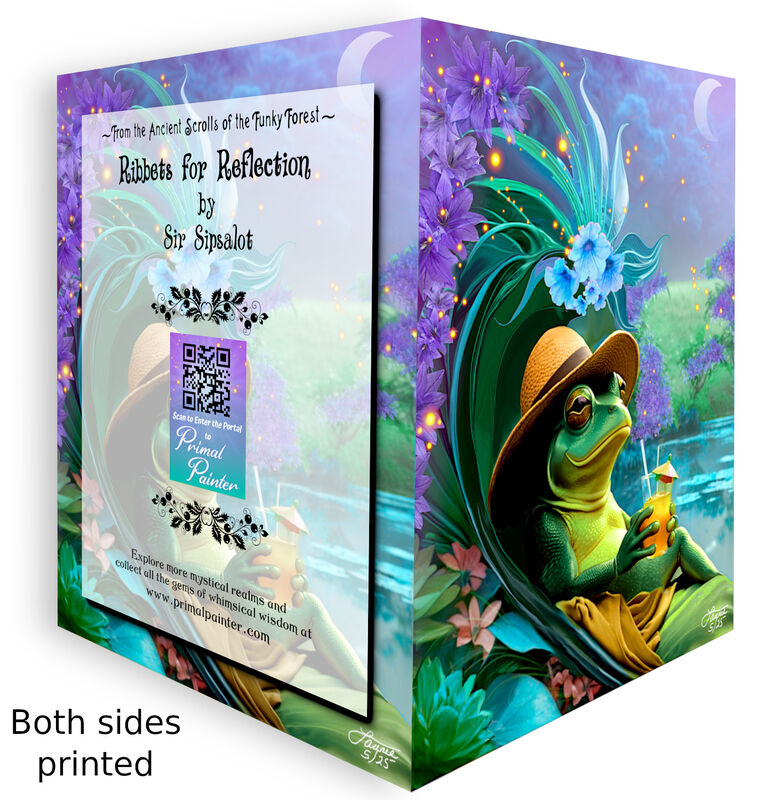 Happy Hour Frog Art Greeting Card, Humorous Forest Advice Notecard - product images  of 
