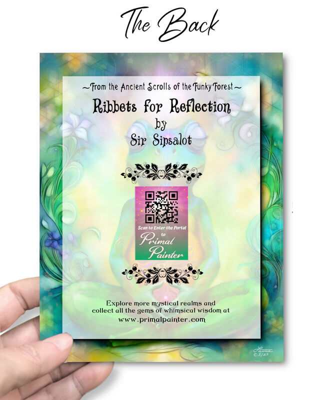 Meditating Frog Art Greeting Card, Toadally Zen Notecard by Primal Painter - product images  of 