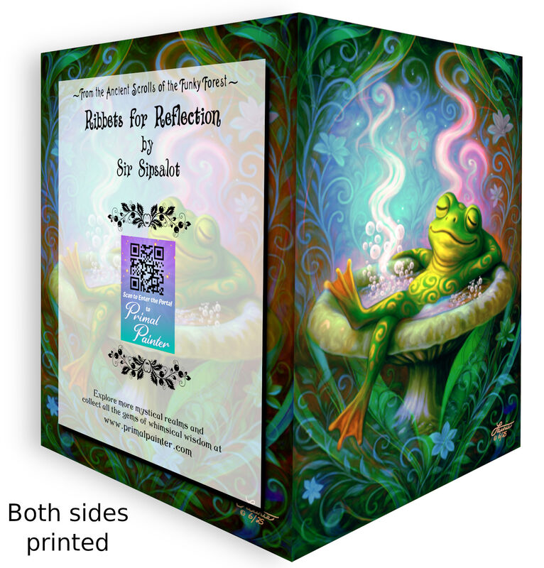 Frog Art Hot Tub Greeting Card, Sir Sipsalot Frog Guru Notecard by Primal Painter - product images  of 