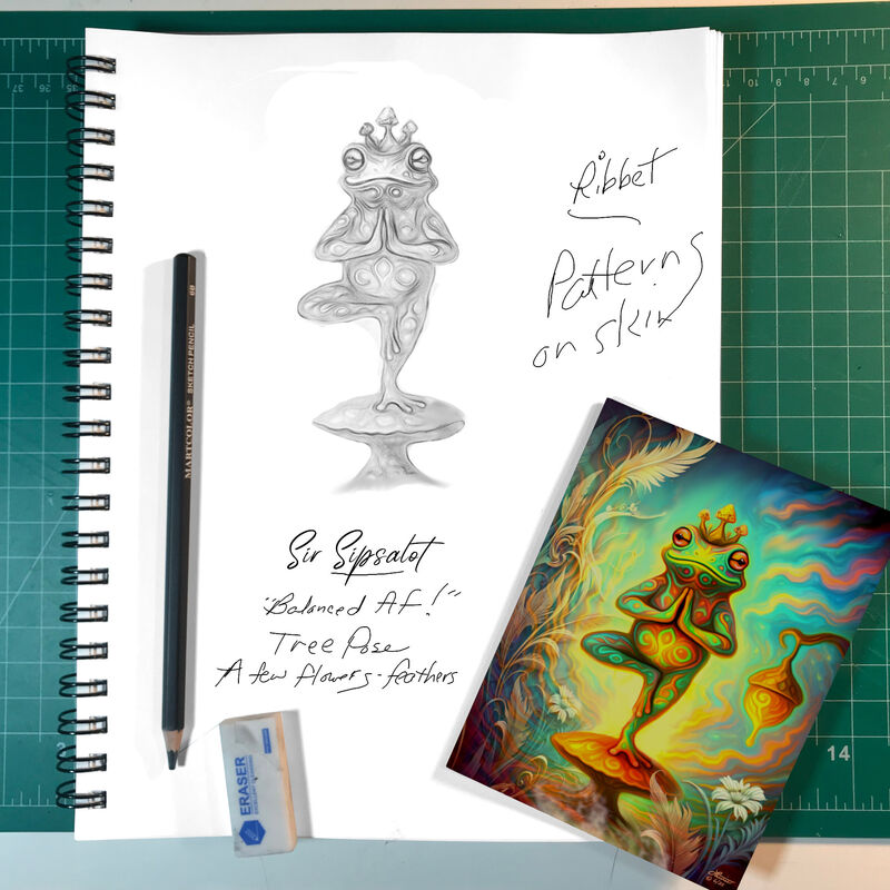 Frog Yoga Greeting Card, Tree Pose Balance Notecard, Yoga Gift - product images  of 