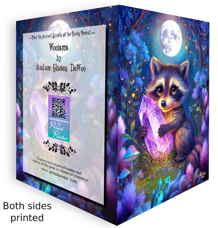 Adorable Raccoon Greeting Card, Crystal Lovers Colorful Art Notecard - product images  of 