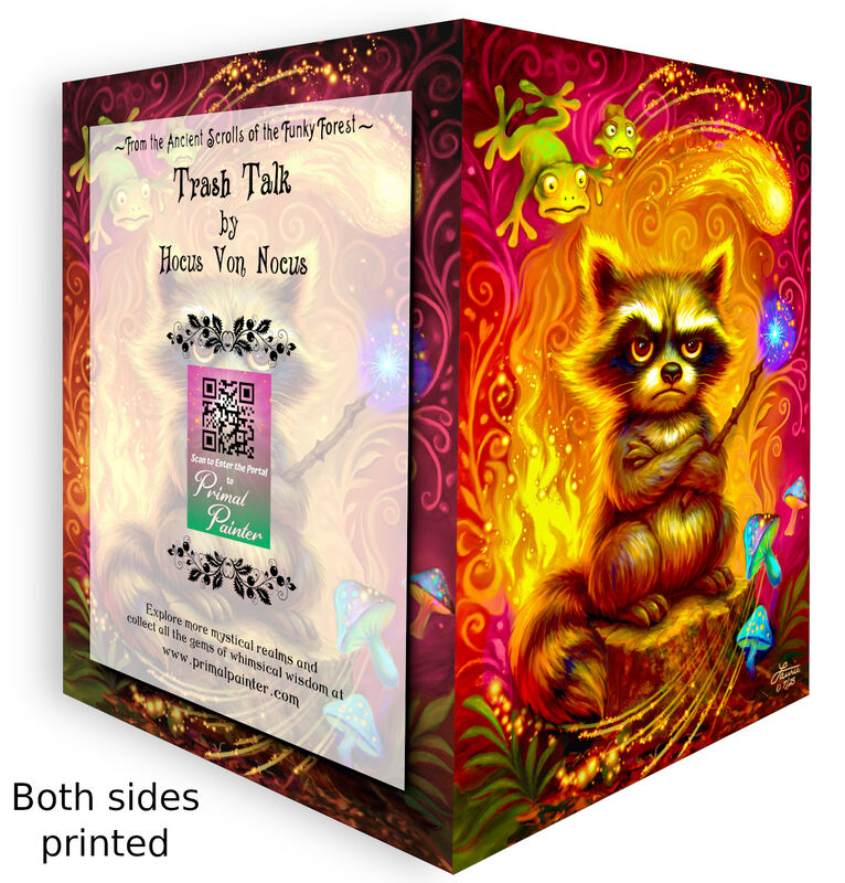 Magical Misfire Raccoon Art Greeting Card, Whimsical Animal Notecard - product images  of 