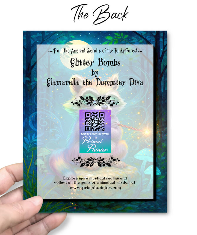 Rainbow Raccoon Art Greeting Card, Whimsical Animal Notecard, Fantasy Artwork  - product images  of 