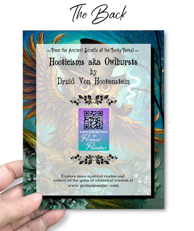 Owl with Tophat Art Greeting Card, Meditation Animal Artwork Notecard - product images  of 