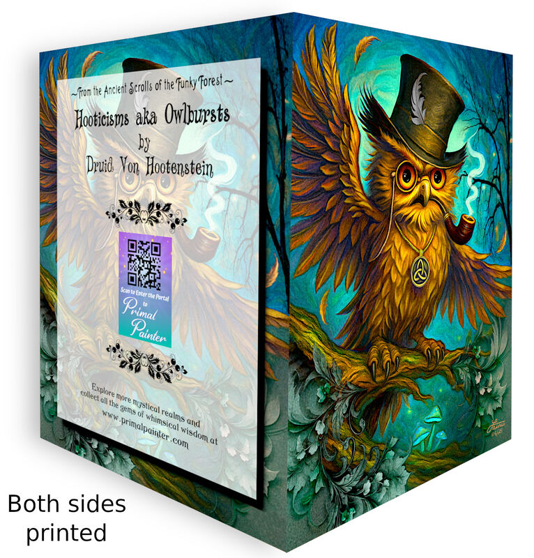 Owl with Tophat Art Greeting Card, Meditation Animal Artwork Notecard - product images  of 