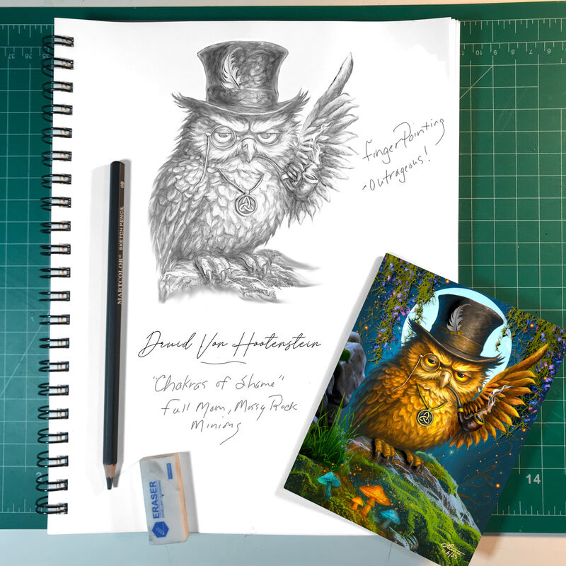 Whimsical Owl Art Greeting Card, Chakra Decree Notecard - product images  of 