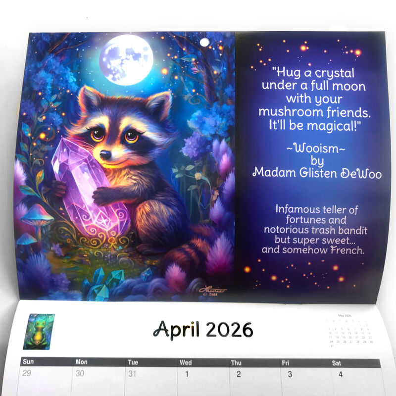 2026 Illustrated Wall Calendar, Funny Animal Mystics with Quotes - product images  of 