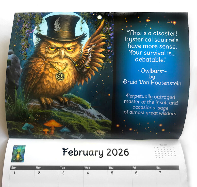 2026 Illustrated Wall Calendar, Funny Animal Mystics with Quotes - product images  of 