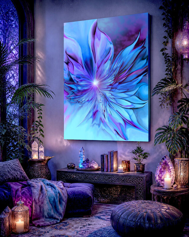 Blue and Purple Abstract Art Canvas Print, Stylized Angel Wall Decor-The Unfurling - product images  of 