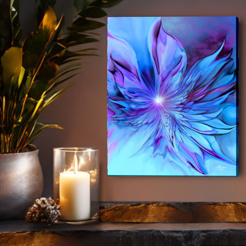 Blue and Purple Abstract Art Canvas Print, Stylized Angel Wall Decor-The Unfurling - product images  of 