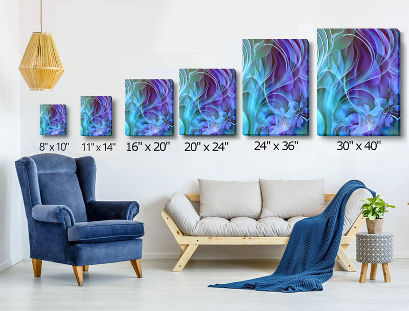 Blue and Purple Abstract Art Canvas Print, Stylized Angel Wall Decor-The Unfurling - product images  of 