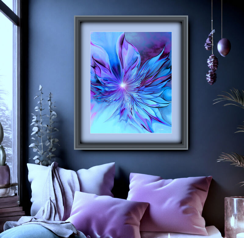Abstract Purple and Blue Art Print with Wing Patterns - The Unfurling - product images  of 