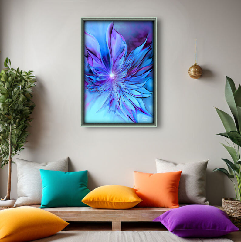 Abstract Purple and Blue Art Print with Wing Patterns - The Unfurling - product images  of 