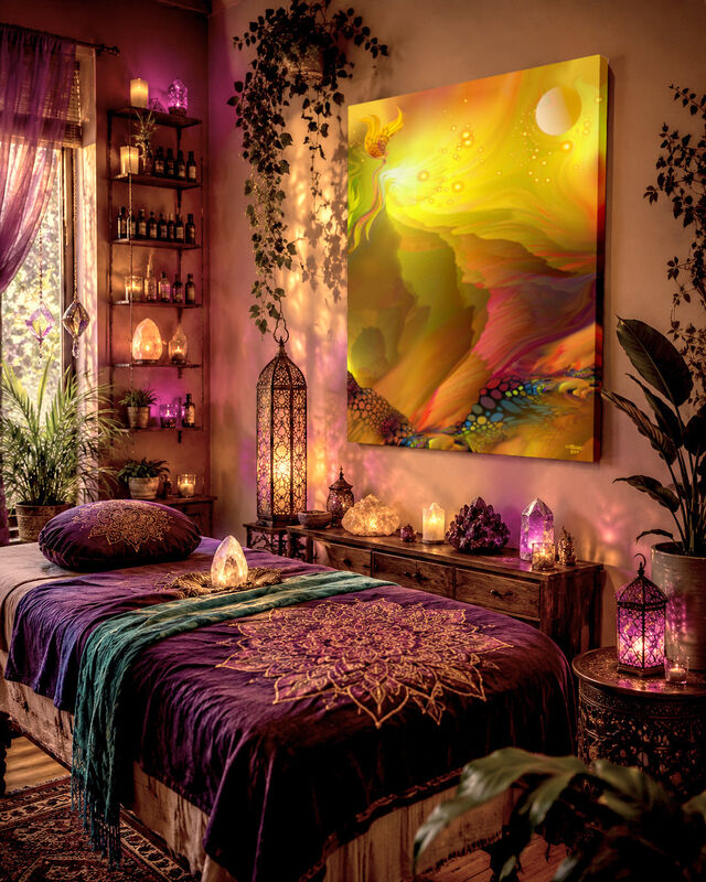Golden Rolling Landscape Art Canvas Print, Metaphysical Angel Meditation, "The Journey" by Primal Painter - product images  of 