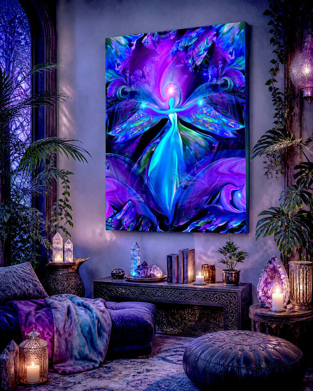 Stretched Canvas Print, Purple Chakra Angel Decor - "The Seer" - product images  of 