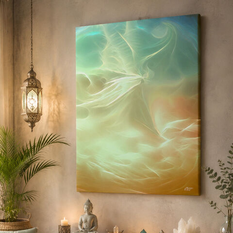 Ethereal,Metaphysical,Art,Canvas,Print,with,Positive,Energy,-,Riding,out,the,Storm,pastel abstract art stretched canvas print, contemporary artwork, angel painting decor, wall art, nature art, primal painter, energy art, visionary art, digital painting, Zen, yoga room, meditation, spiritual art, wall decor, ocean sea, wat