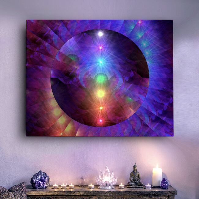 Chakra Art Stretched Canvas Print, Spiral Reiki Decor- "Chakra Healing" - product images  of 