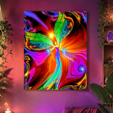 Red,Angel,Art,Stretched,Canvas,Print,,Reiki,Wall,Decor-,Healing,Hands, nursery art, chakra angel art, stretched canvas print, reiki art, fantasy art, psychedelic, energy art, chakra, reiki healing, reiki energy, chakra art, spiritual healing, Primal Painter
