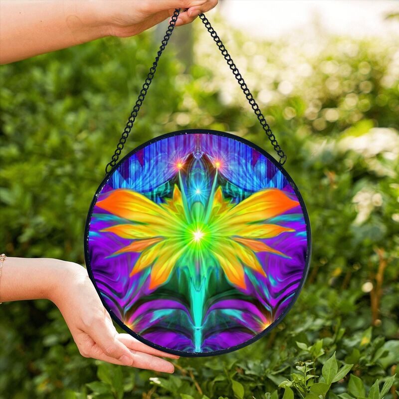 Pebbled Glass Suncatcher, Fairy Art Window Decoration - Centered - product images  of 
