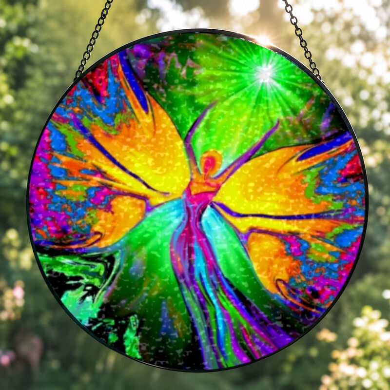 Pebbled Glass Suncatcher, Rainbow Fairy Art Window Decoration  - product images  of 