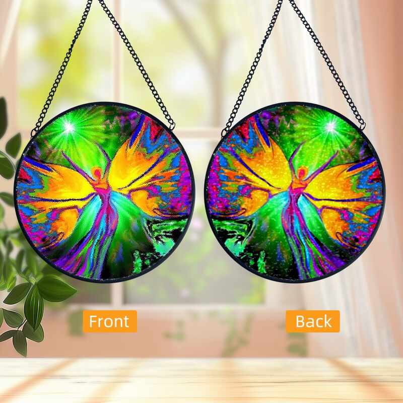 Pebbled Glass Suncatcher, Rainbow Fairy Art Window Decoration  - product images  of 