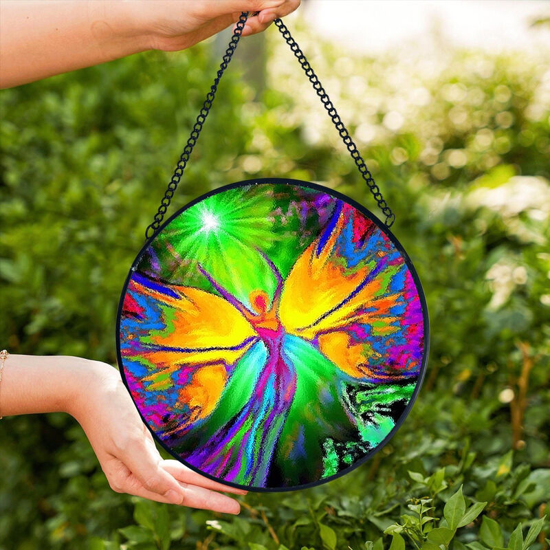 Pebbled Glass Suncatcher, Rainbow Fairy Art Window Decoration  - product images  of 