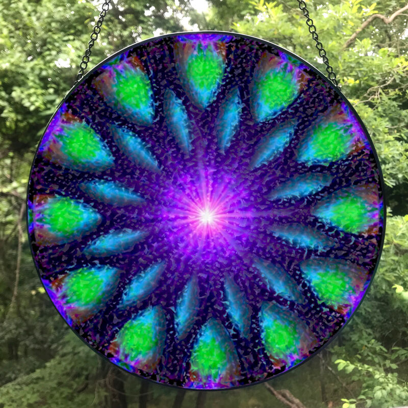Pebbled Glass Suncatcher, Mandala Art Window Decor-Embrace Light - product images  of 
