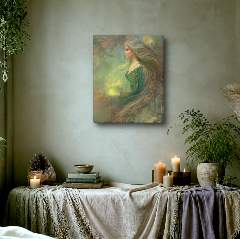 Goddess Wall Art Print, Lightbringer Fantasy Artwork -"Elowen of the Woodland Realm" - product images  of 