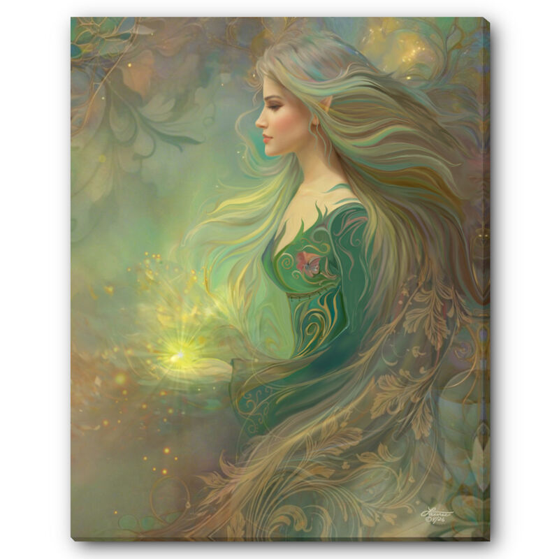 Goddess Wall Art Print, Lightbringer Fantasy Artwork -"Elowen of the Woodland Realm" - product images  of 