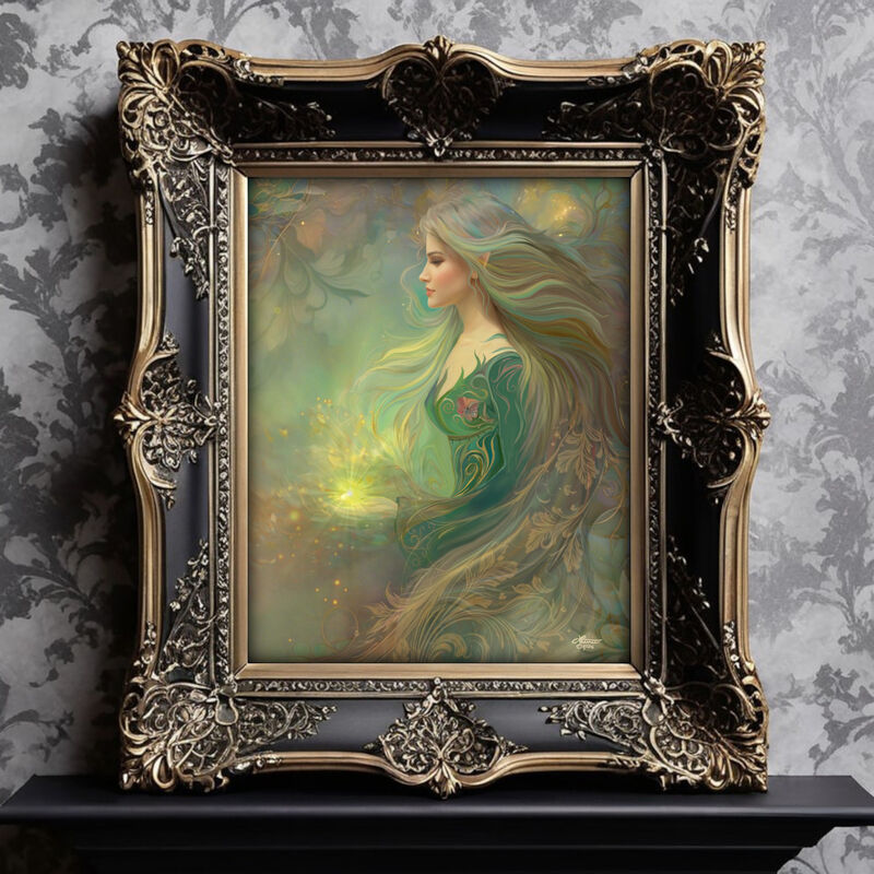 Goddess Wall Art Print, Lightbringer Fantasy Artwork -"Elowen of the Woodland Realm" - product images  of 