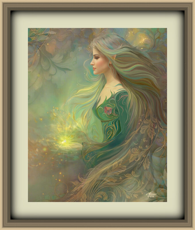 Goddess Wall Art Print, Lightbringer Fantasy Artwork -"Elowen of the Woodland Realm" - product images  of 