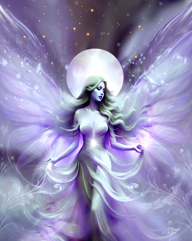 Violet Flame Fairy Art Print, Lunar Fantasy Artwork -"Seraphina Moonsong" - product images  of 