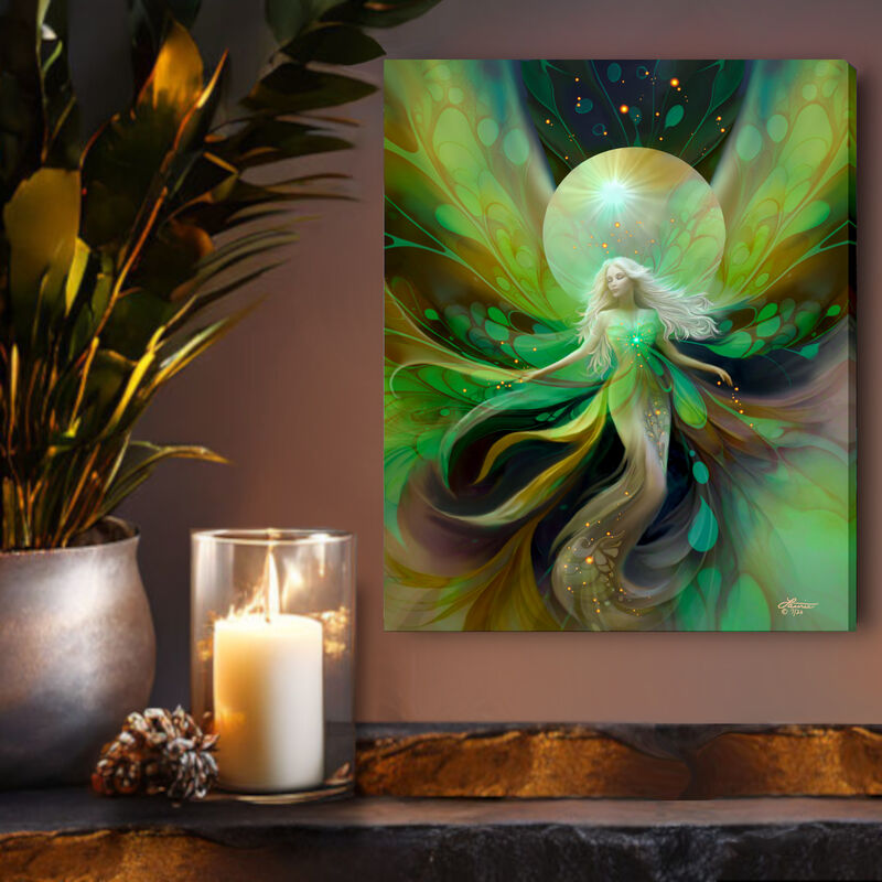 Green Goddess Art Canvas Print, Symbolic Metaphysical Wall Decor - Viridia the Everseed - product images  of 