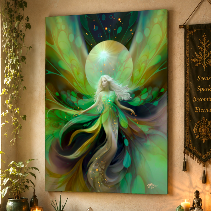Green Goddess Art Canvas Print, Symbolic Metaphysical Wall Decor - Viridia the Everseed - product images  of 