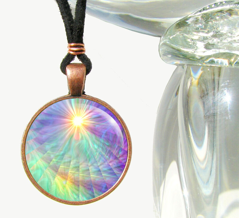 Pastel Aura Necklace Gift Set, Chakra Jewelry, Matching Art Card - product images  of 