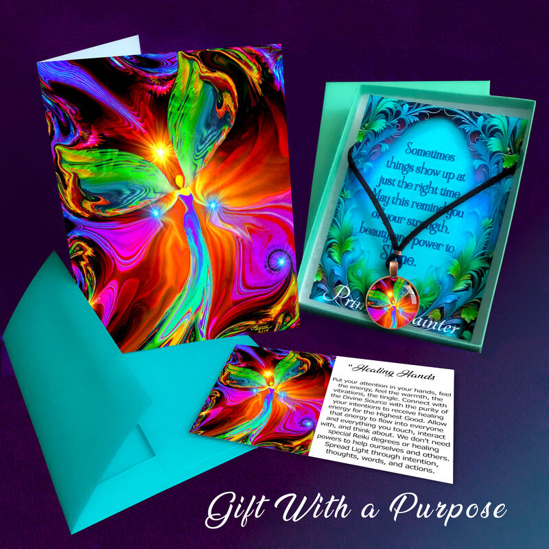 Healing Hands Necklace Gift Set, Reiki Jewelry, Matching Art Card - product images  of 