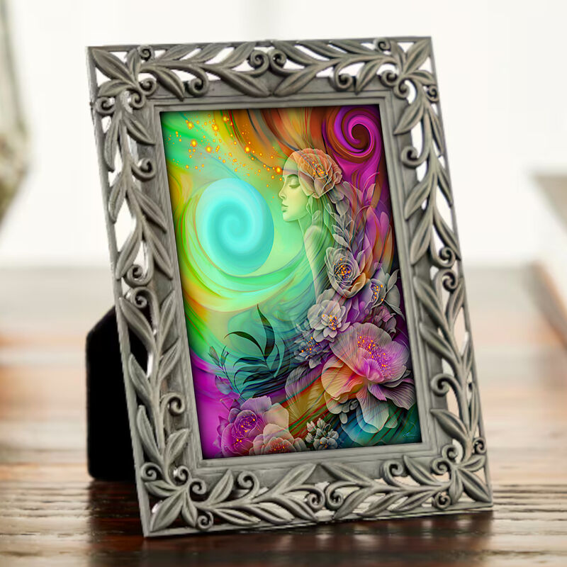 Hippie Art Gift Set, Framed Mini Print and Collectible Story Card - Flower Child - product images  of 
