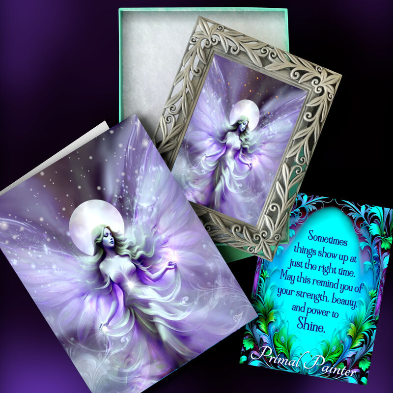 Framed Celestial Art Gift Set, Fairy Mini Print and Collectible Story Card - Seraphina Moonsong - product images  of 