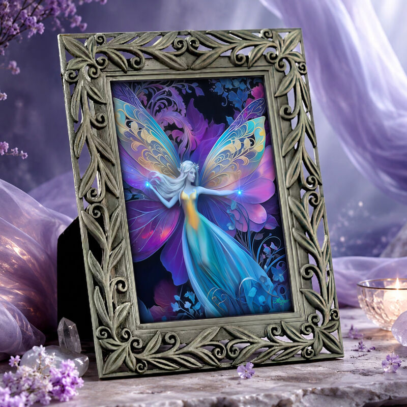 Framed Rainbow Fairy Art Gift Set, Art Nouveau Mini Print and Collectible Story Card  - product images  of 