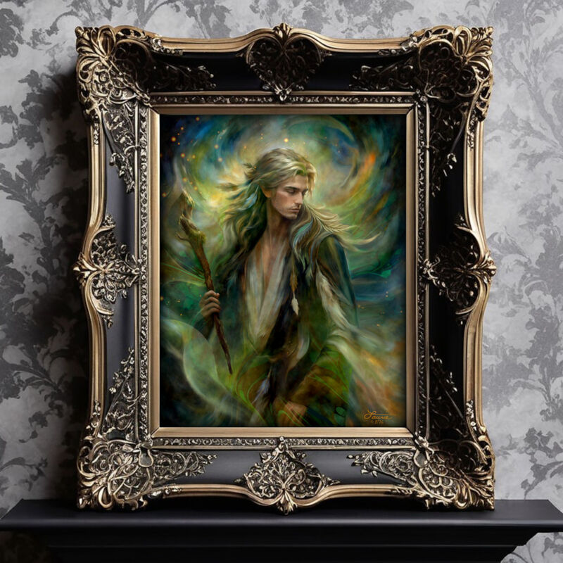 Mystic Wall Art Print, Storm Rider Fantasy Artwork -"Thoren of the Woodland Realm" - product images  of 