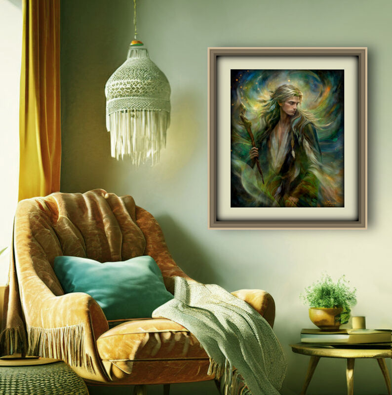 Mystic Wall Art Print, Storm Rider Fantasy Artwork -"Thoren of the Woodland Realm" - product images  of 