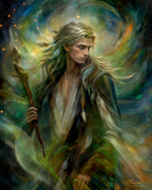 Mystic Wall Art Print, Storm Rider Fantasy Artwork -"Thoren of the Woodland Realm" - product images  of 