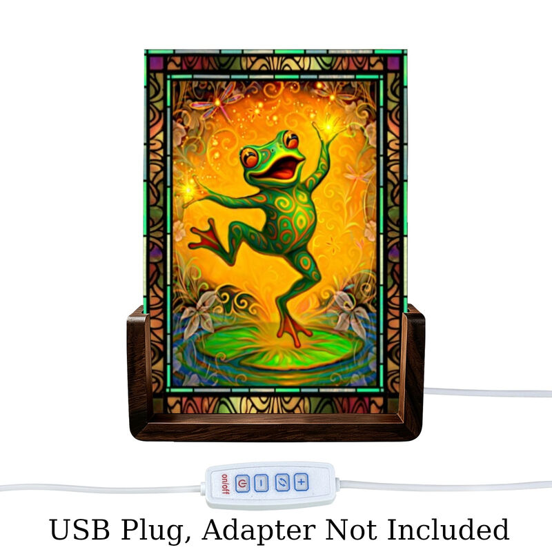 Whimsical Dancing Frog Night Light, Stained-Glass-Inspired Lamp - product images  of 