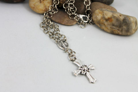 Silver,Rosary,Cross,Necklace,Jewelry,silver_rosary,cross_necklace,madonna_necklace,mother_mary,mary_necklace,mother_mary_jewelry,religious_jewelry,spiritual_jewelry,silver_cross,cross_jewelry,religious_necklace,jewelshart,rosary_necklace,mixed metals