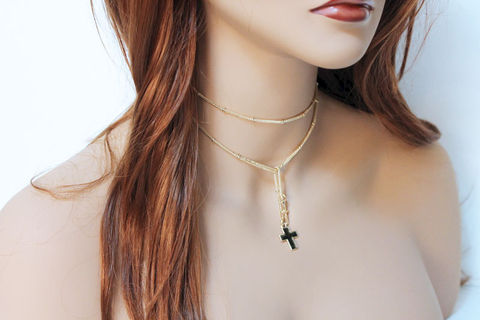 Gold,Cross,Necklace,,Dainty,Lariat,,Thin,Rose,Religious,Jewelry.,Gift,Idea,For,Her,Jewelry,Necklace,Lariat,spiritual_jewelry,spiritual_necklace,religious_jewelry,cross_necklace,dainty_necklace,choker_necklace,ladies_choker,gift_idea,gold_necklace,gold_lariat,gold_cross_necklace,open_necklace,lariat_gold,bright silver tone chain,silver t