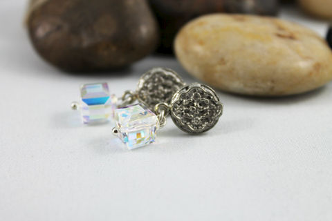 Elegant,Oxidized,Silver,Crystal,Dangle,Earrings,Weddings,Jewelry,crystal_earrings,bridal_earrings,crystal_bridal,dangle_earrings,elegant_earrings,brides_jewelry,silver_dangle,crystal_dangle,evening_jewelry,elegant_wedding,fancy_earrings,fancy_bridal,wedding_gift,Swarovski Crystal AB,oxidized s