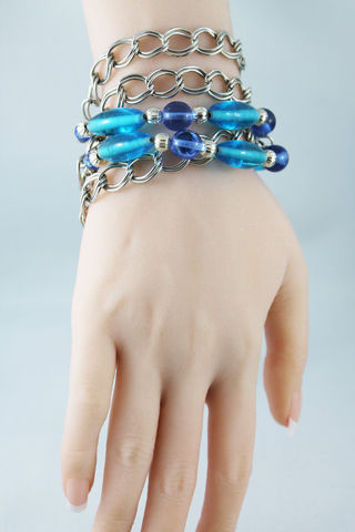 Blue,Beaded,Multi,Strand,Chain,Bracelet,Jewelry,blue_bracelet,chain_bracelet,blue_glass_beads,blue_bead_bracelet,beaded_blue_bracelet,blue_beaded,multi_strand,beaded_bracelet,bead_bracelet,crystal_bracelet,everyday_bracelet,multi_chain,gift_for_her,glass beads,swarovski crystals