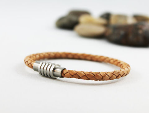 Men's,Braided,Natural,Tan,Leather,Bracelet,Jewelry,leather_bracelet,tan_leather,braided_leather,mens_bracelet,mens_leather,unisex_jewelry,unisex_bracelet,womens_leather,womens_bracelet,natural_tan_leather,stainless_steel,steel_clasp,magnetic_clasp,braided leather,stainless steel magnetic