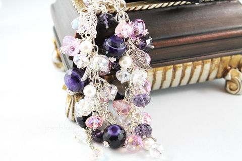 Purple,Agate,Swarovski,Crystal,Charm,Bracelet,Jewelry,Charm_Bracelet,charm_bracelet,purple_agate,cluster_bracelet,jangle_bracelet,beaded_cluster,pearl_cluster,purple_bracelet,gift_idea,for_her,crystal_charm,gemstone_bracelet,pearl_bracelet,crystal_bracelt,crystal beads,swarovski crystal,moth