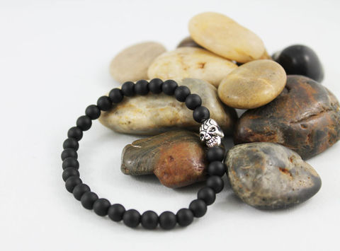 Unisex,Skull,Black,Onyx,Bracelet,Jewelry,Beaded,onyx_bracelet,stacking_bracelet,black_bracelet,beaded_bracelet,stretch_bracelet,stretchy_bracelet,mens_bracelet,womens_bracelet,unisex_bracelet,mens_black_onyx,skull_bracelet,matte_onyx_bracelet,skull_jewelry,onyx,silver plated sku